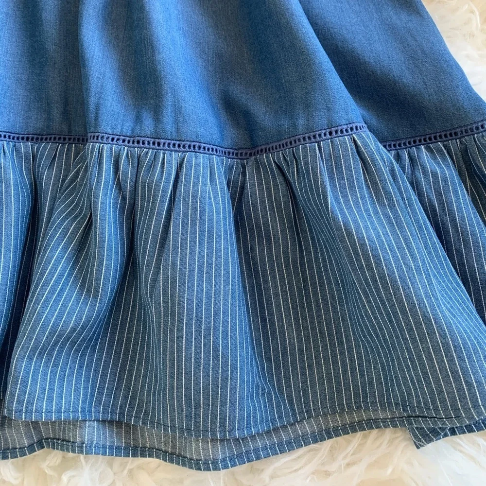 NEW KATE SPADE Chambray Fluffer Sleeve Ruffle Hem Indigo Mini Dress size 8 - Picture 4 of 16